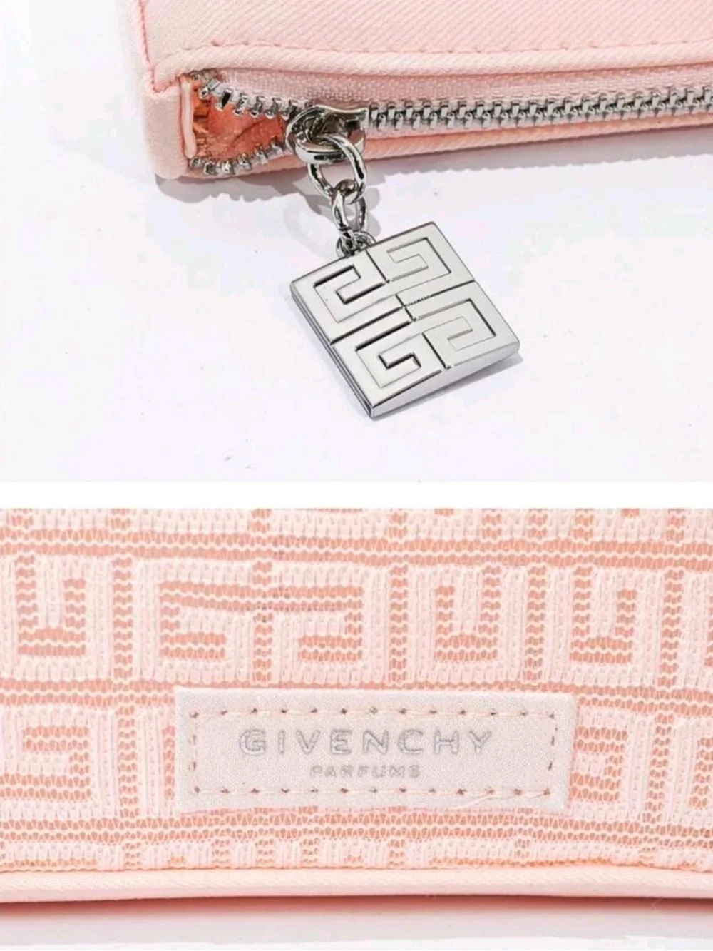 Givenchy Parfums Makeup Pouch Cosmetic Bag Transparent Flat Nude Pink New
